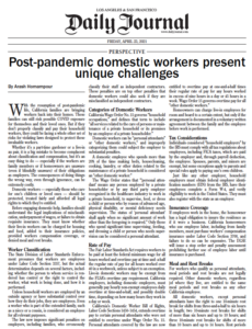 Post-pandemic Domestic Workers Present Unique Challenges