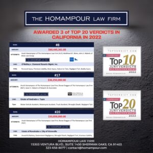 Awarded 3 of Top 20 Verdicts in California in 2022 by Top Verdict